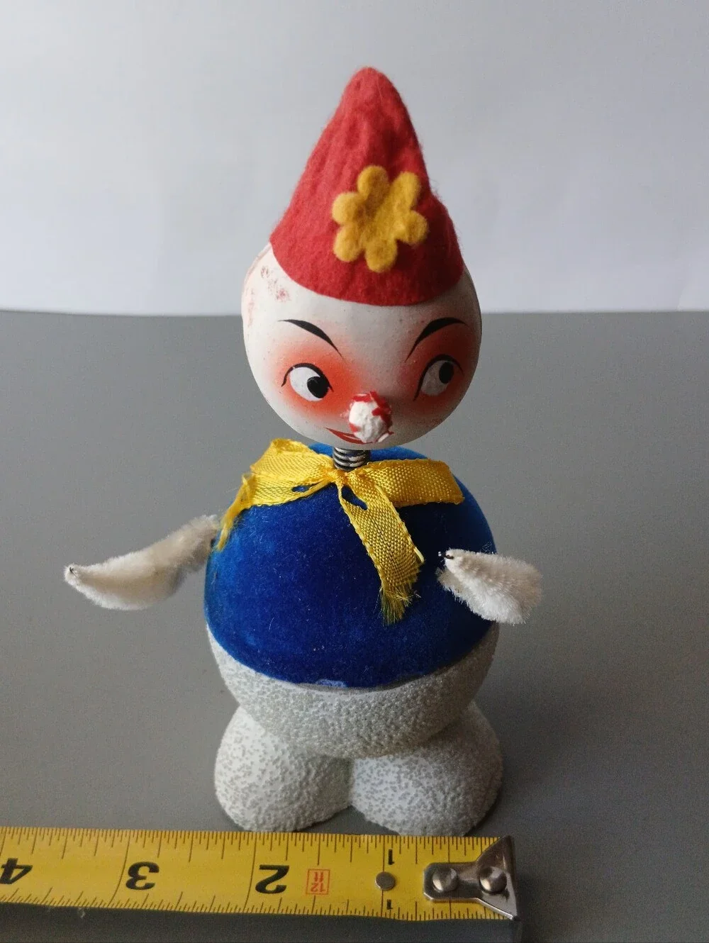 Vintage Paper Mache Snowman Candy Container Bobble Head Western Germany.